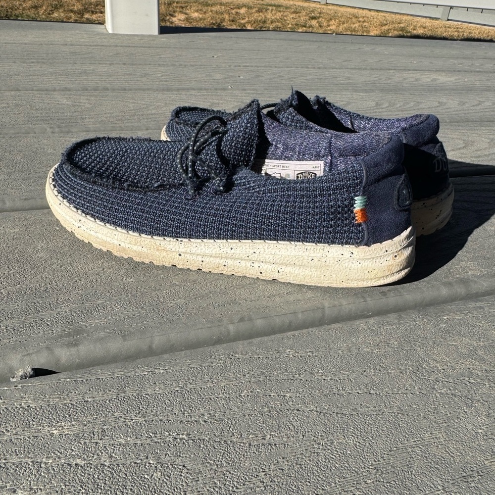 HEYDUDE Wally Youth Sport Mesh Navy Slip On Shoes Kids Size 13